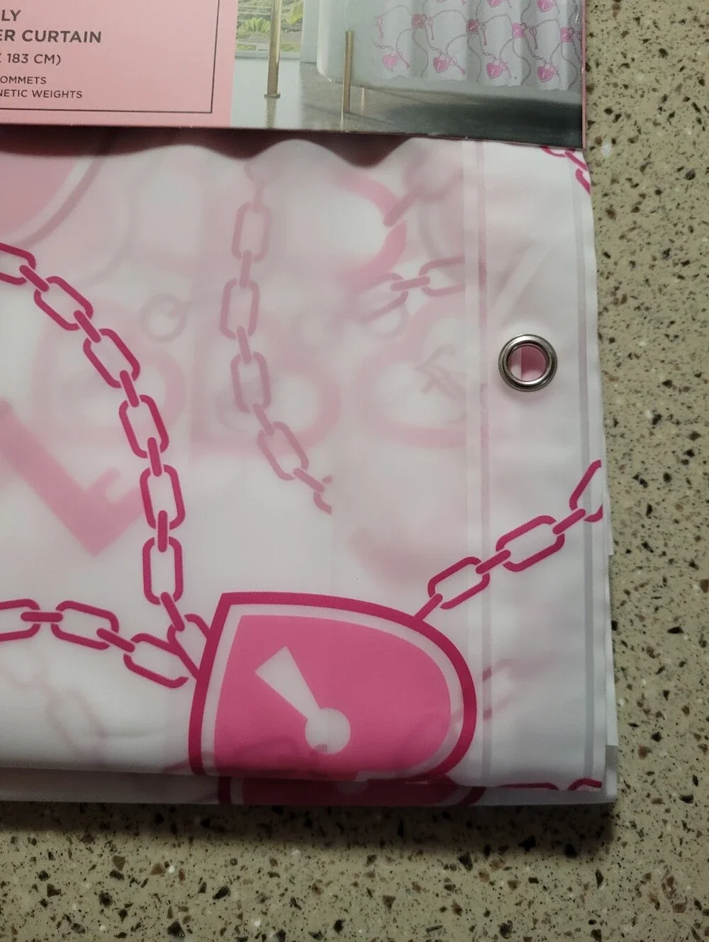 Juicy Couture PEVA Shower Curtain Locks Chains Hearts Keys Pink 70 x 72 Y2K